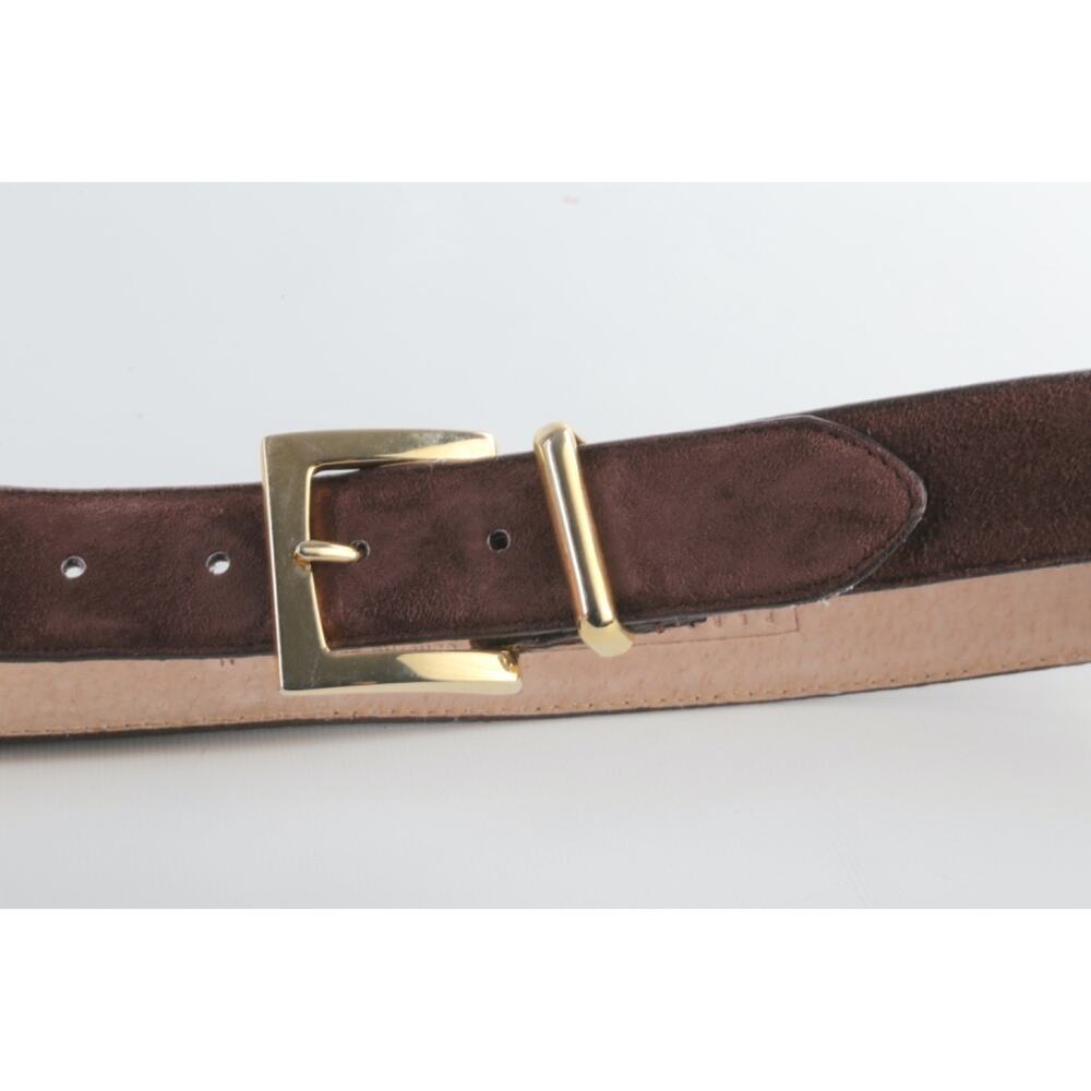 Vintage Perry Ellis Brown Suede Leather Waist Belt Classic Size M - Picture 11 of 16